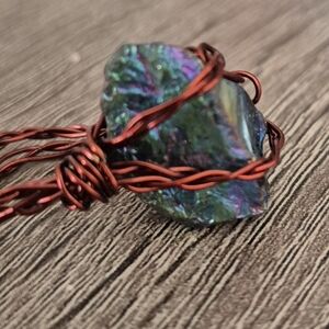Natural Aurora Borealis Hematite Spike Wrapped With Vintage Copper!